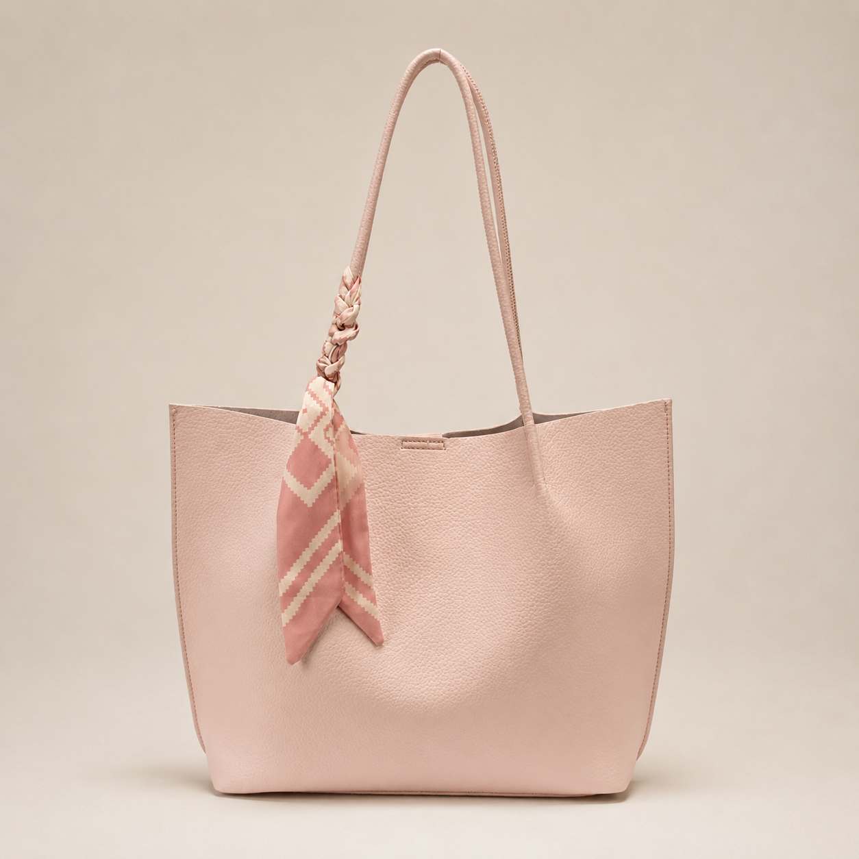Scarf Detail Large Tote Shoulder Bag