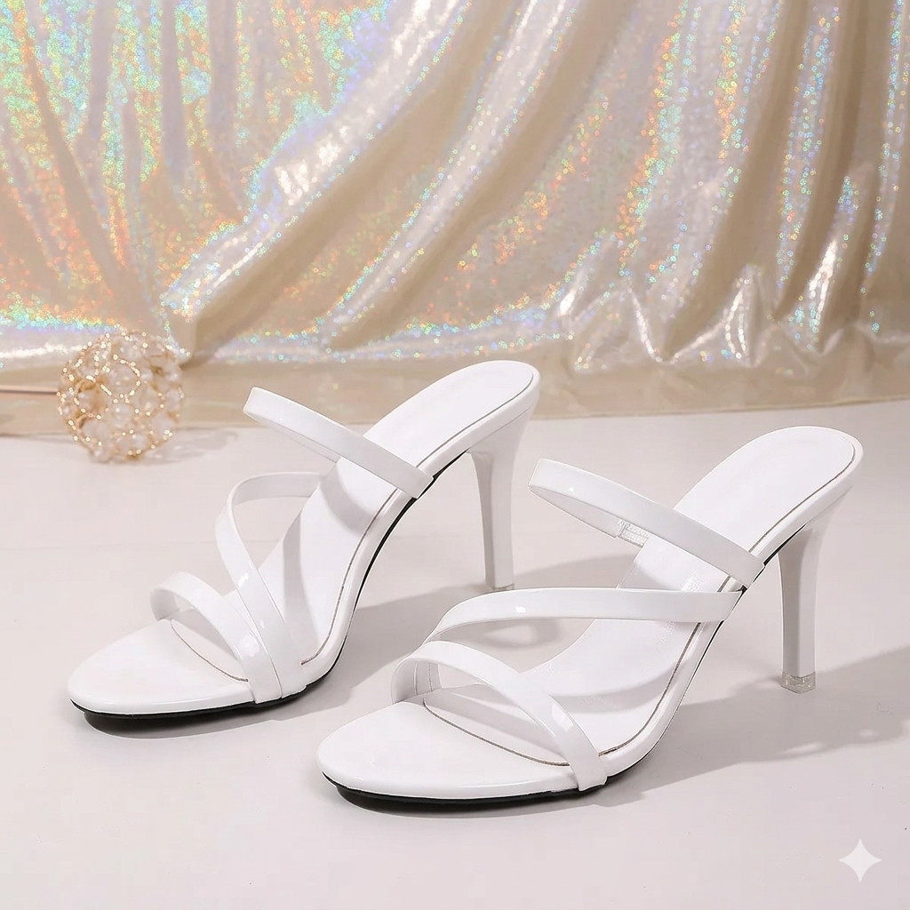 Open Toe Stiletto Sandals Women's Strappy Stiletto Heel Slide Sandals