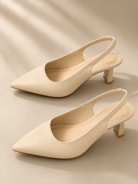 Women's Pointed Toe Slingback Mid Heel Pumps