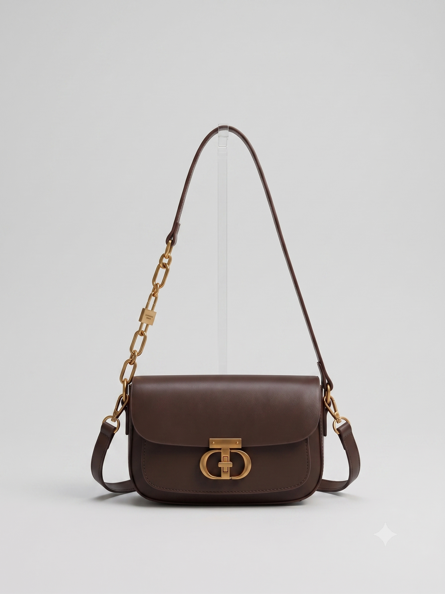 Classic Leather Flap Shoulder Bag with Gold Hardware