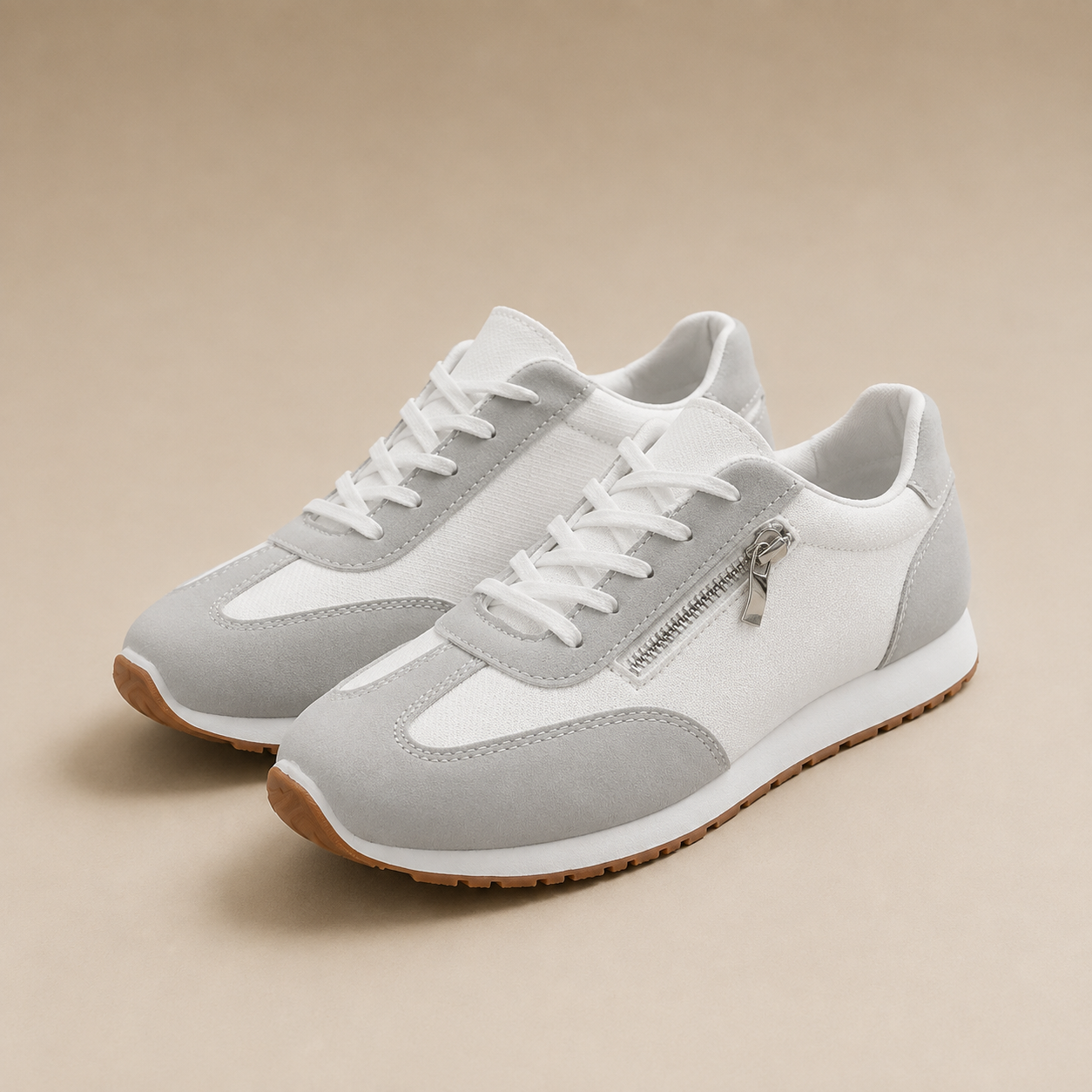 Side Zip Contrast Retro Sneakers