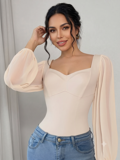 Sweetheart Neck Balloon Sleeve Bodysuit