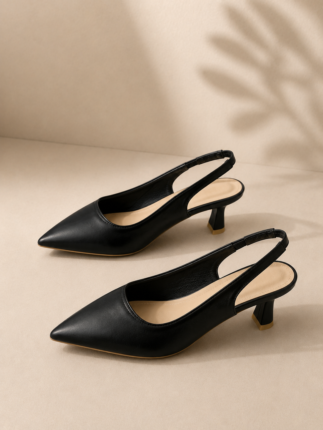 Women's Pointed Toe Slingback Mid Heel Pumps