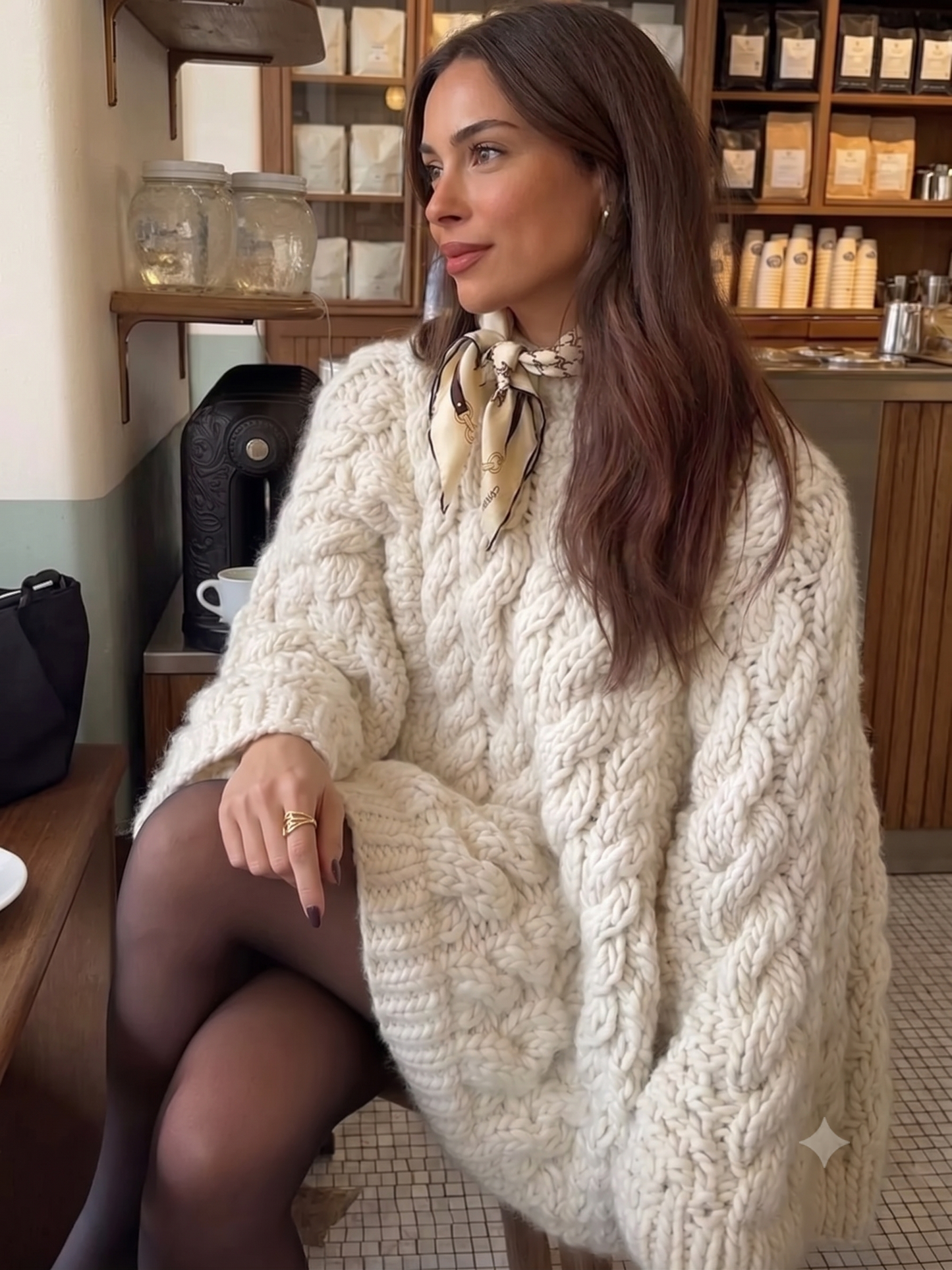 Oversized Chunky Cable-Knit Sweater