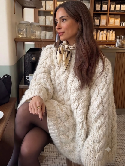 Oversized Chunky Cable-Knit Sweater