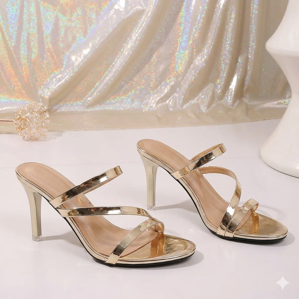 Open Toe Stiletto Sandals Women's Strappy Stiletto Heel Slide Sandals