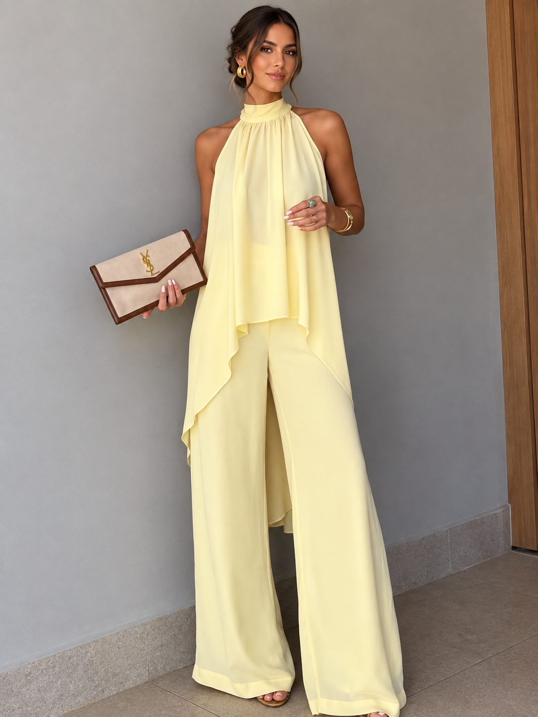 The Isolde Set | High-Low Sleeveless Top & Wide-Leg Pants