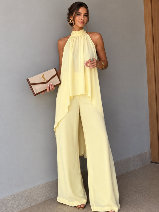 The Isolde Set | High-Low Sleeveless Top & Wide-Leg Pants