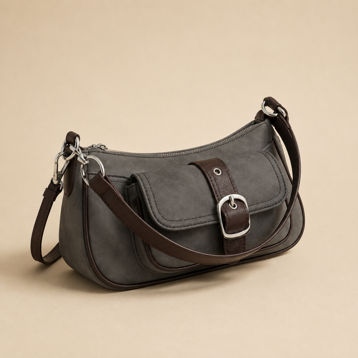Vintage Buckle Contrast Crossbody Bag