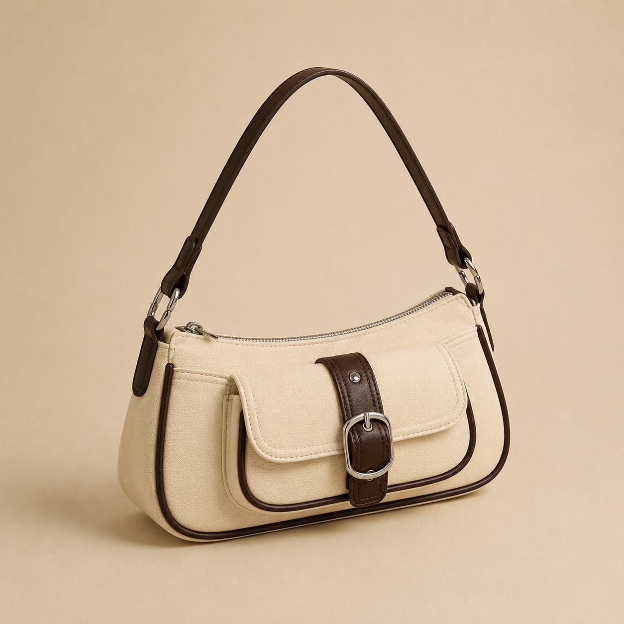 Vintage Buckle Contrast Crossbody Bag