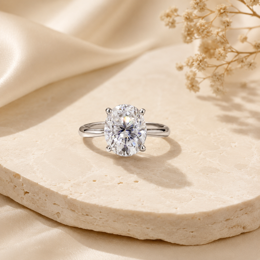 5 Carat Oval Cut Moissanite Solitaire Ring in 925 Sterling Silver