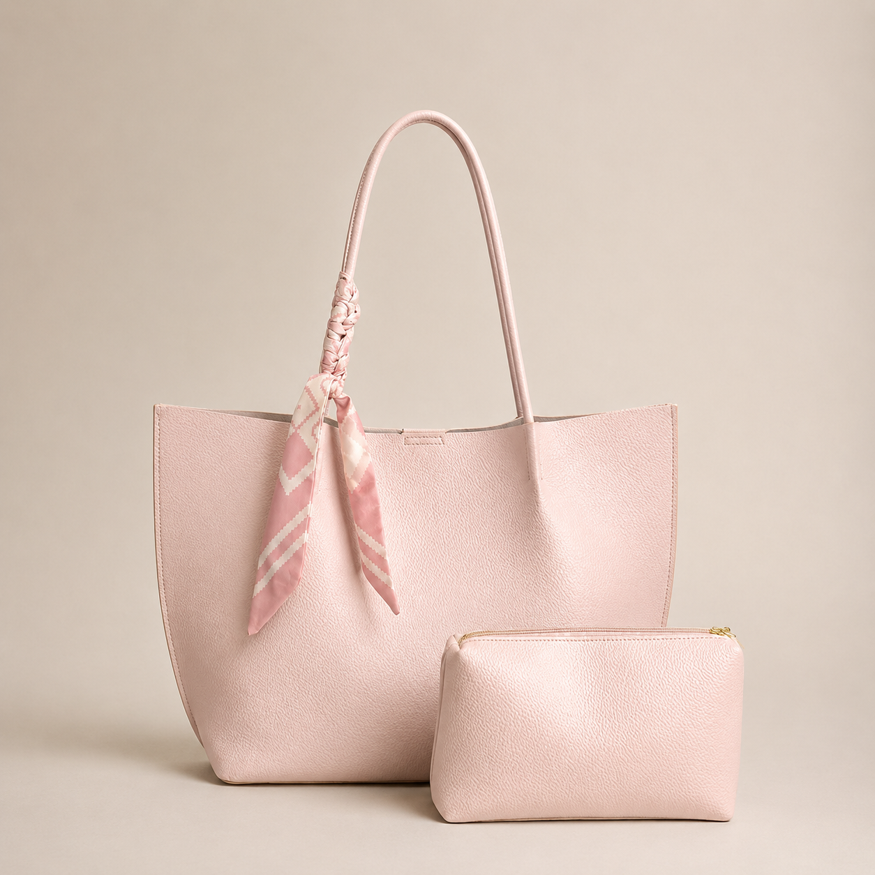Scarf Detail Large Tote Shoulder Bag
