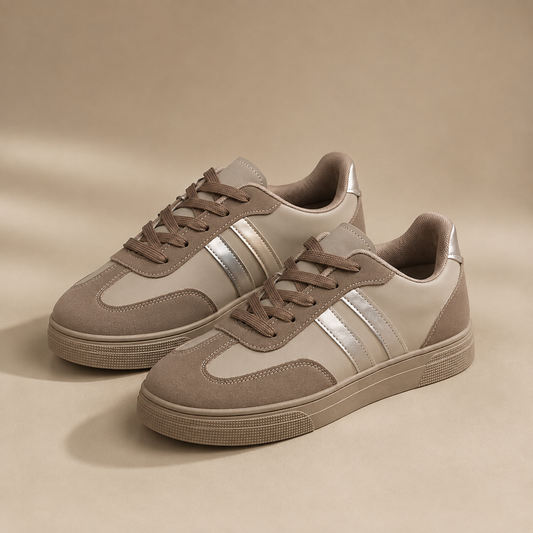 Contrast Panel Lace-Up Platform Sneakers