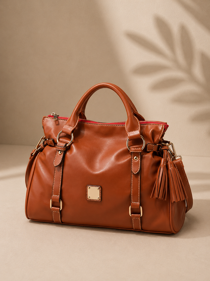 Large PU Leather Tassel Tote Bag