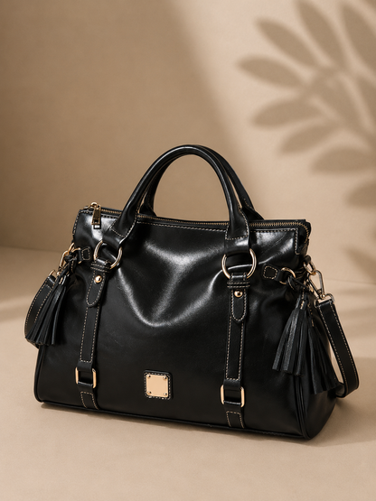 Large PU Leather Tassel Tote Bag
