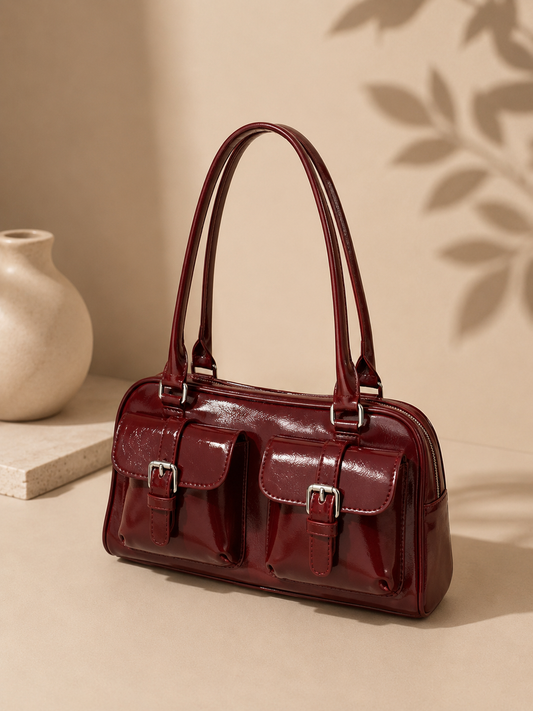 Vintage Buckle PU Leather Shoulder Bag