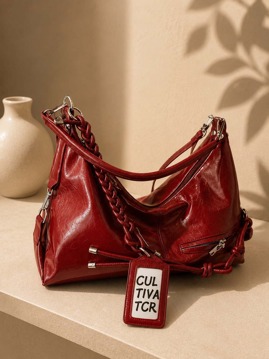 Vintage Braided Strap PU Leather Shoulder Bag