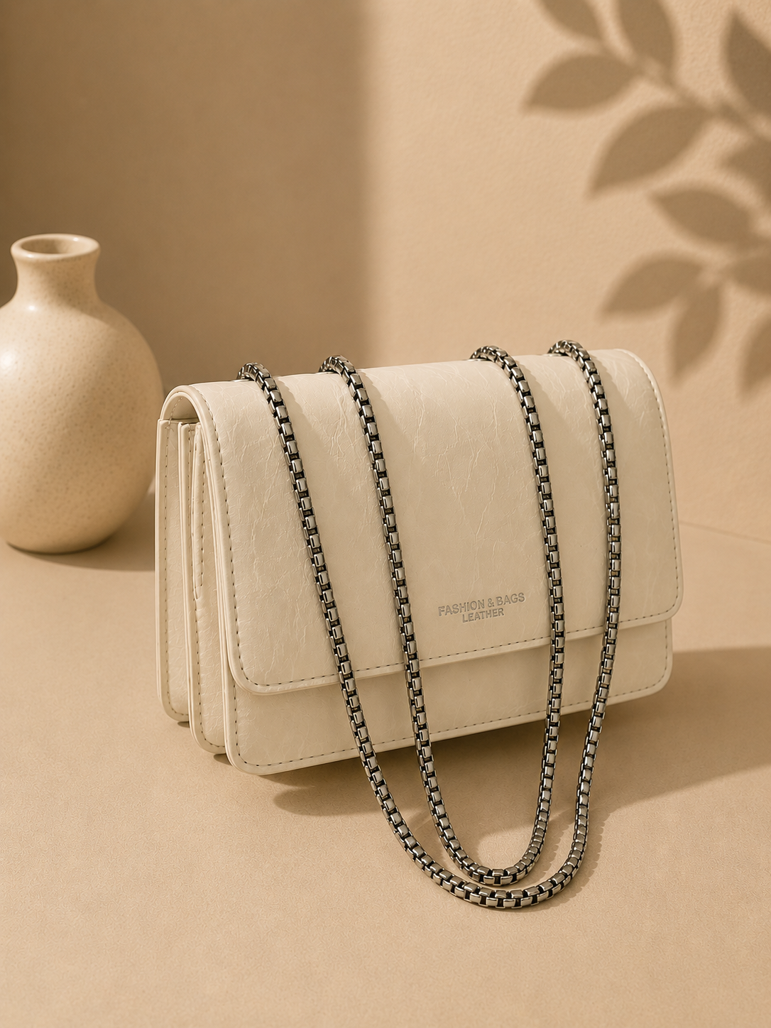 Mini Textured PU Leather Chain Crossbody Bag