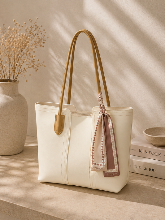 Two-Tone Large Tote Shoulder Bag for Women