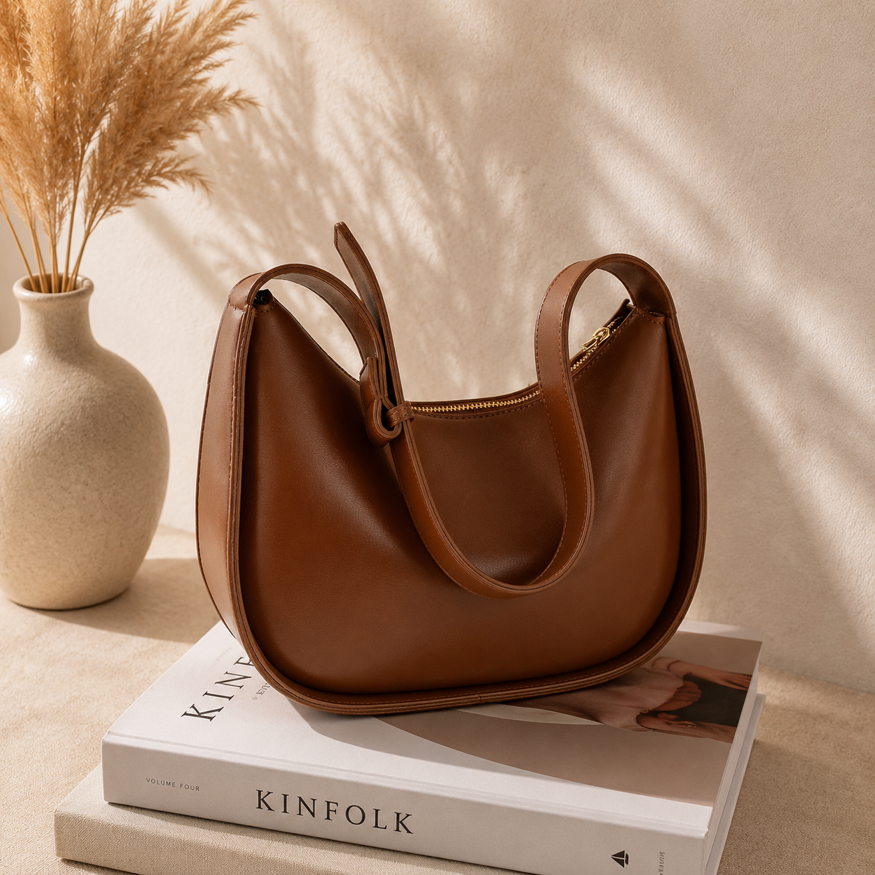 Minimalist PU Leather Mini Hobo Shoulder Bag for Women