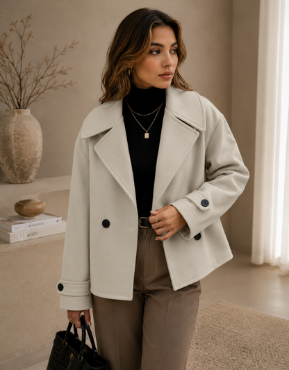 Double-Breasted Cropped Blazer Coat for Women