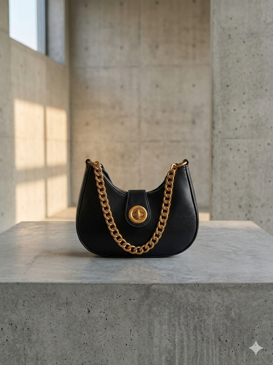 Mini PU Leather Chain Strap Crescent Shoulder Bag