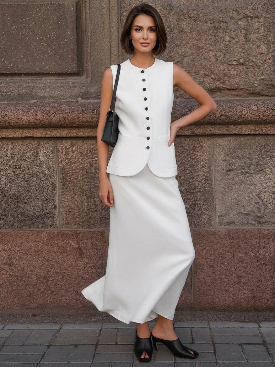 Tailored Vest & Maxi Skirt Set