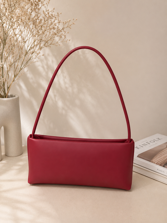 Minimalist PU Leather Rectangular Shoulder Bag for Women