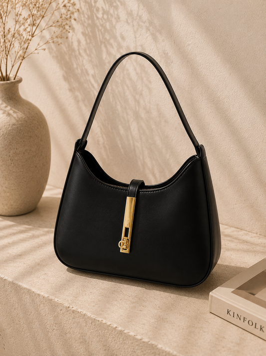Golden Buckle PU Leather Shoulder Bag for Women