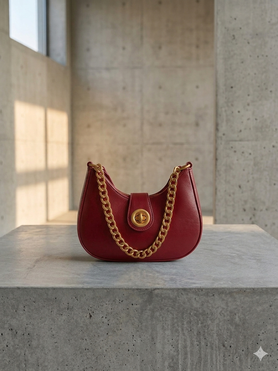 Mini PU Leather Chain Strap Crescent Shoulder Bag