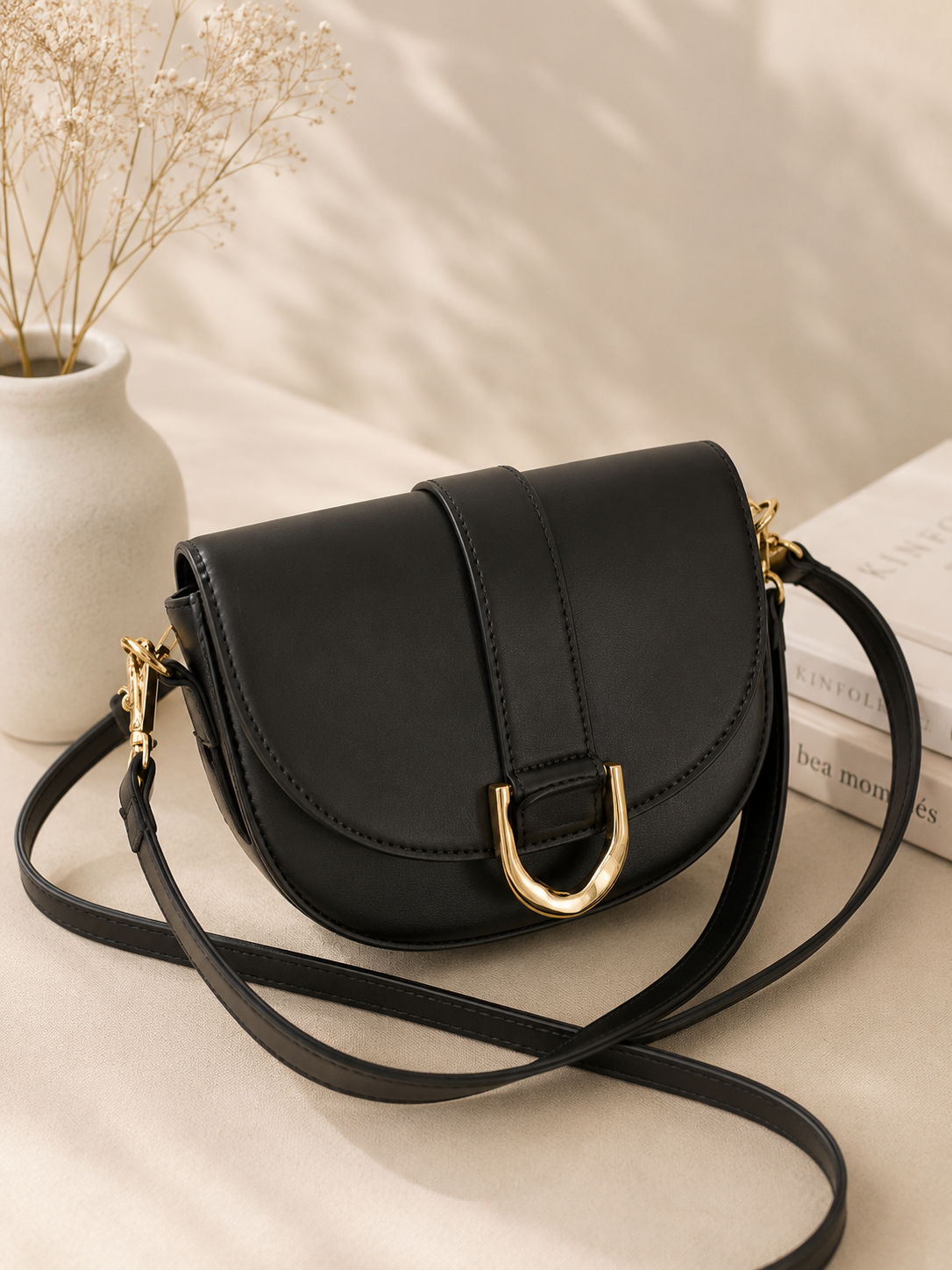 Saddle Buckle Flap Crossbody Bag for Women