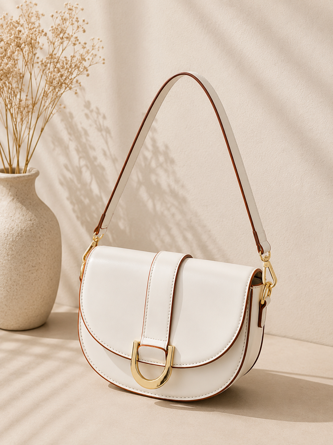 Saddle Buckle Flap Crossbody Bag for Women