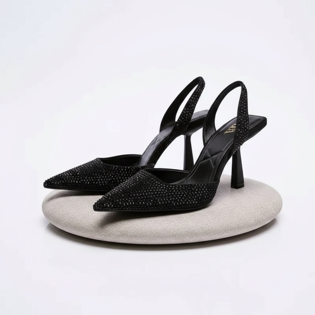 Rhinestone Slingback High Heel Pumps