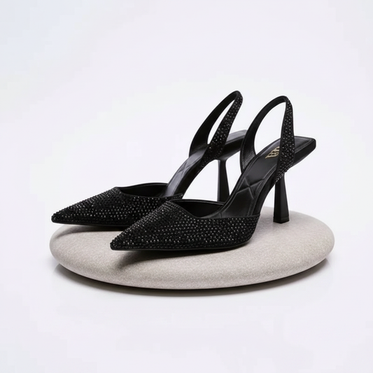 Rhinestone Slingback High Heel Pumps
