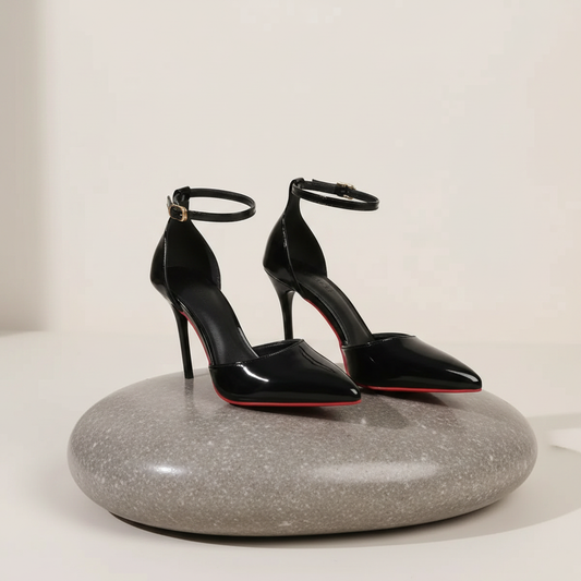 Patent Leather Ankle Strap Stiletto Pumps