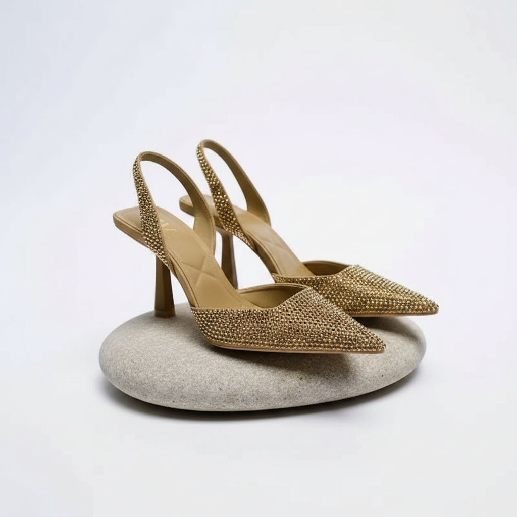 Rhinestone Slingback High Heel Pumps
