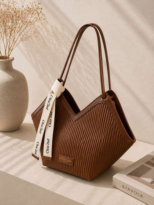 Textured Stripe Large Shoulder Tote Bag for Women