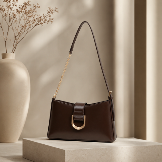 Chain Strap Shoulder Bag with Gold Hardware