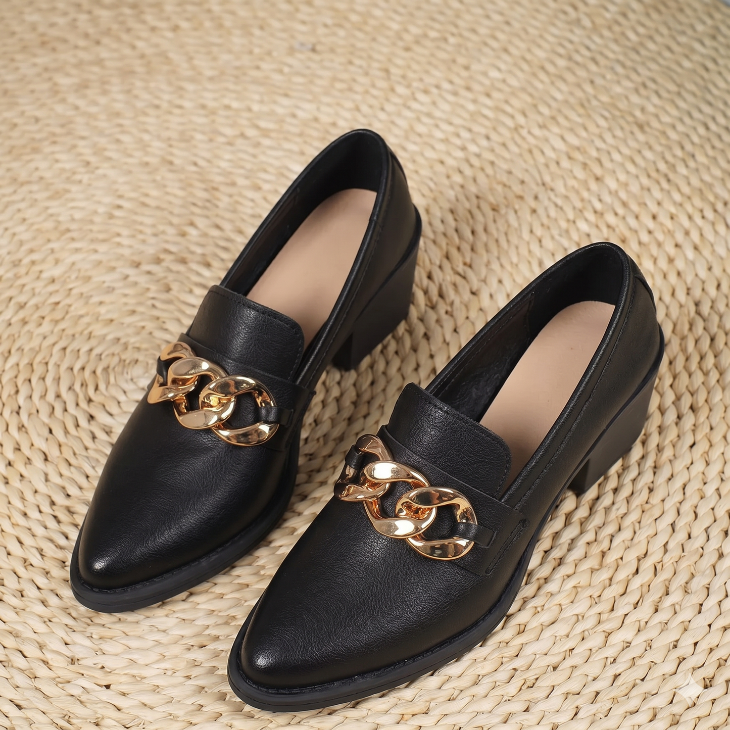 Point Toe Block Heels Loafers