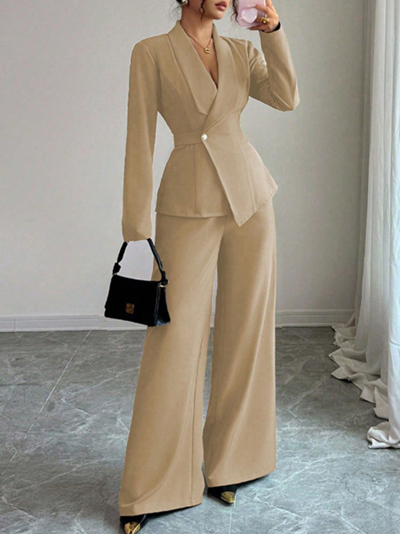 The Cassian Set | One-Button Blazer & Wide-Leg Pants Two-Piece Suit