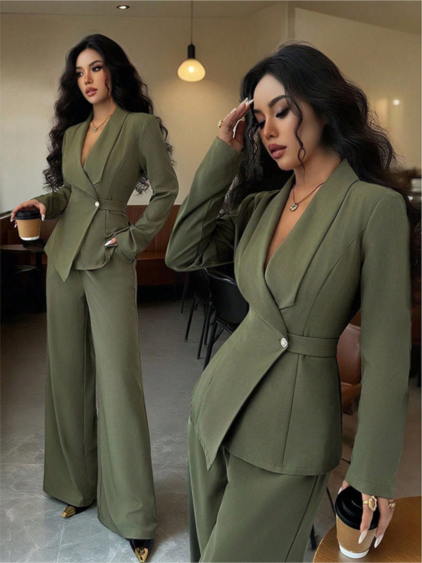 The Cassian Set | One-Button Blazer & Wide-Leg Pants Two-Piece Suit