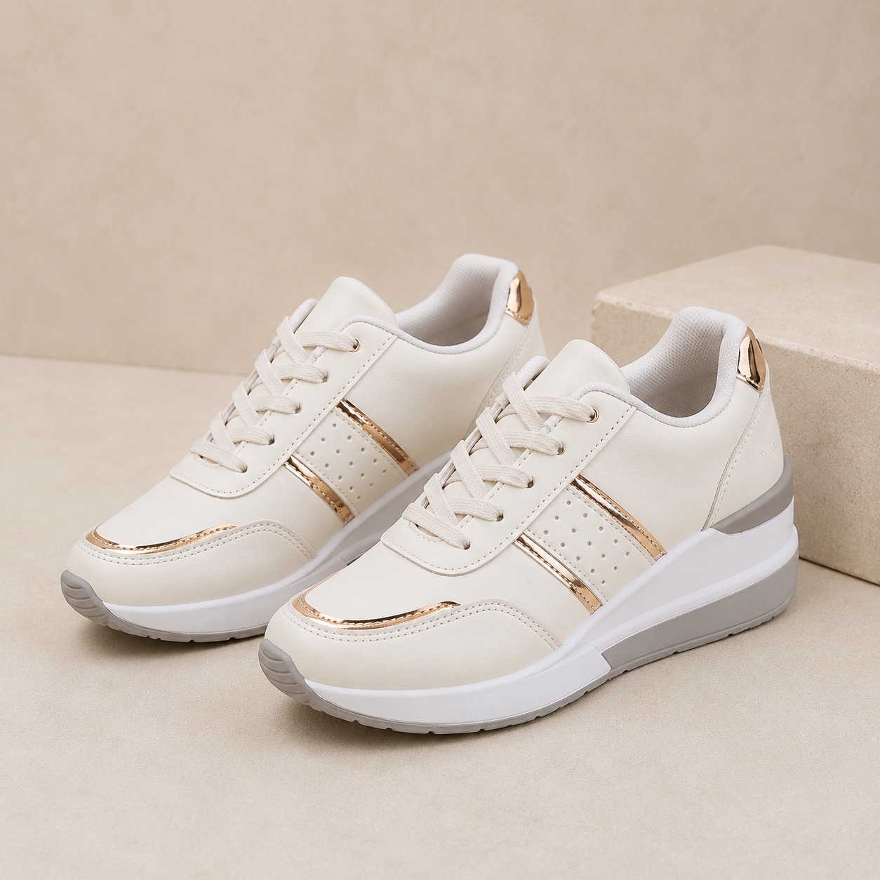 Round Toe Lace-Up Platform Sneakers