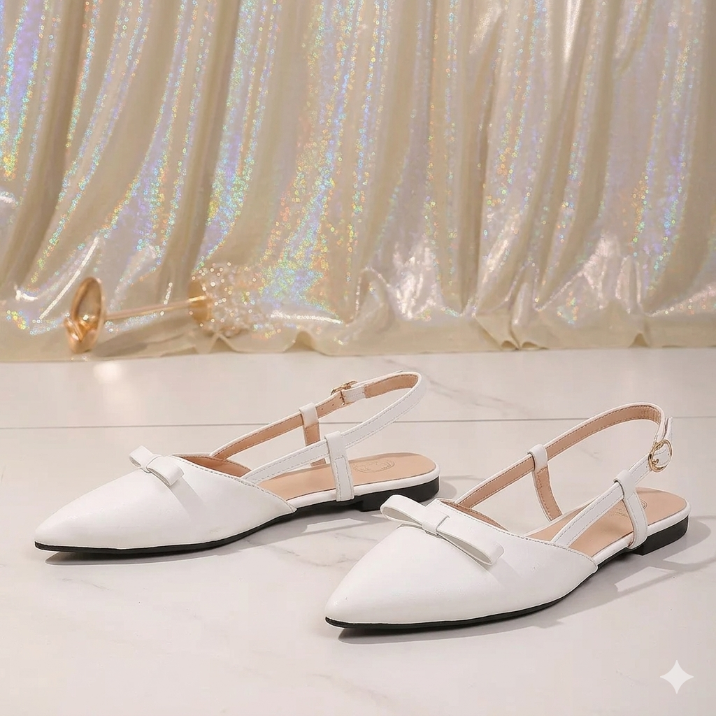 Point Toe Slingback Sandals Women's Bow Flat Slingback Sandals