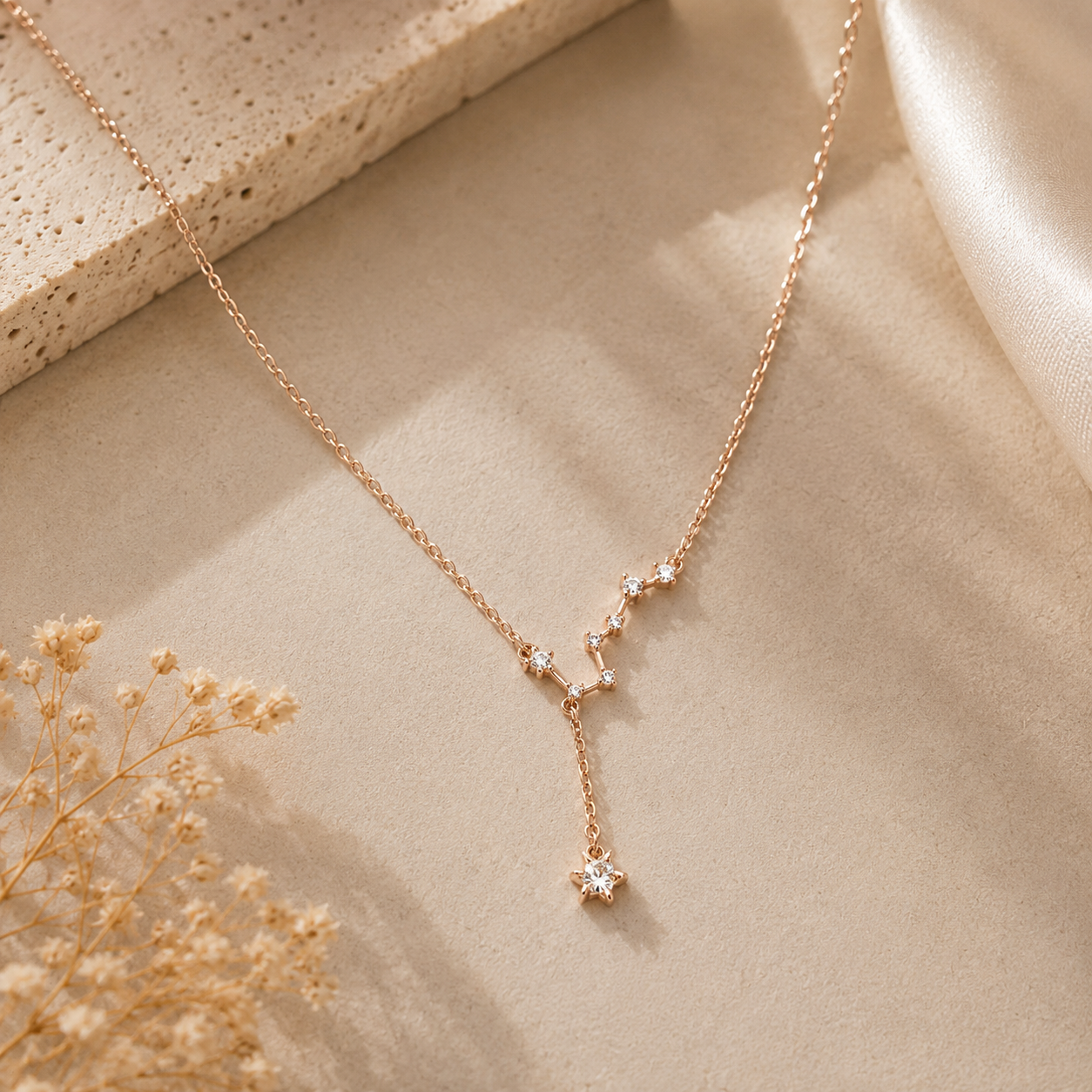 925 Sterling Silver Constellation Star Drop Necklace