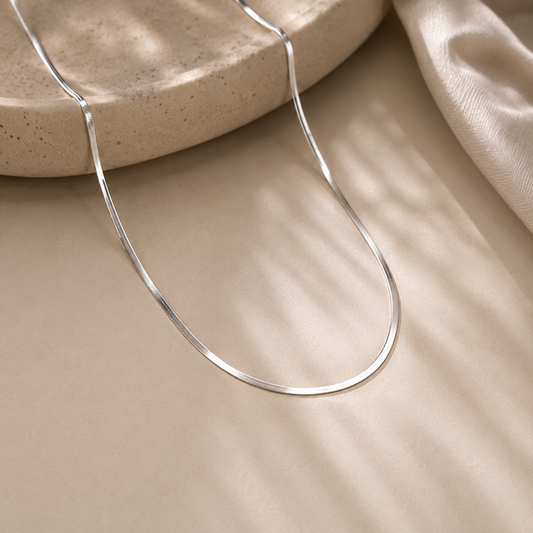 925 Sterling Silver Herringbone Chain Necklace