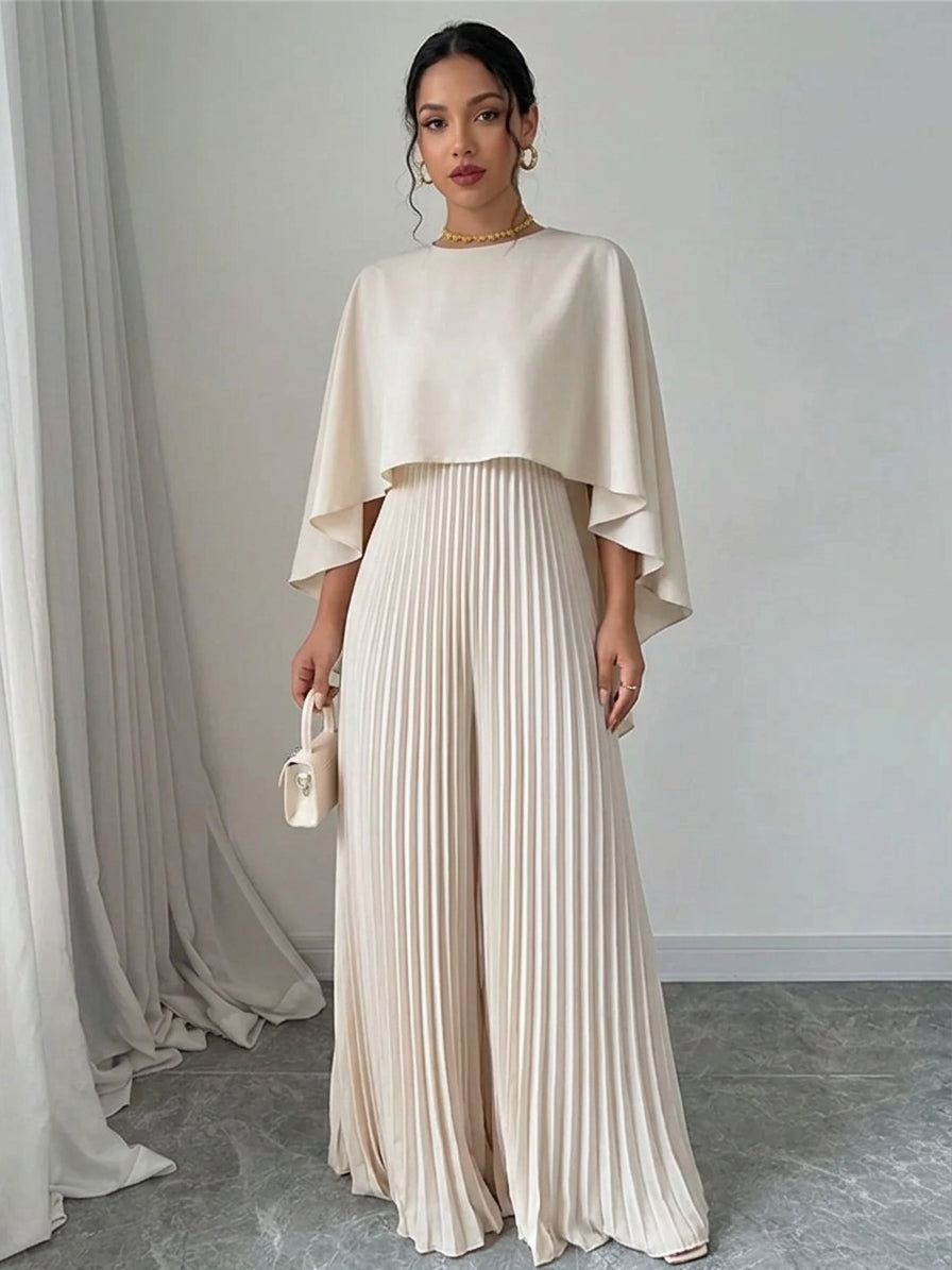 Cape Pleated Maxi Dress