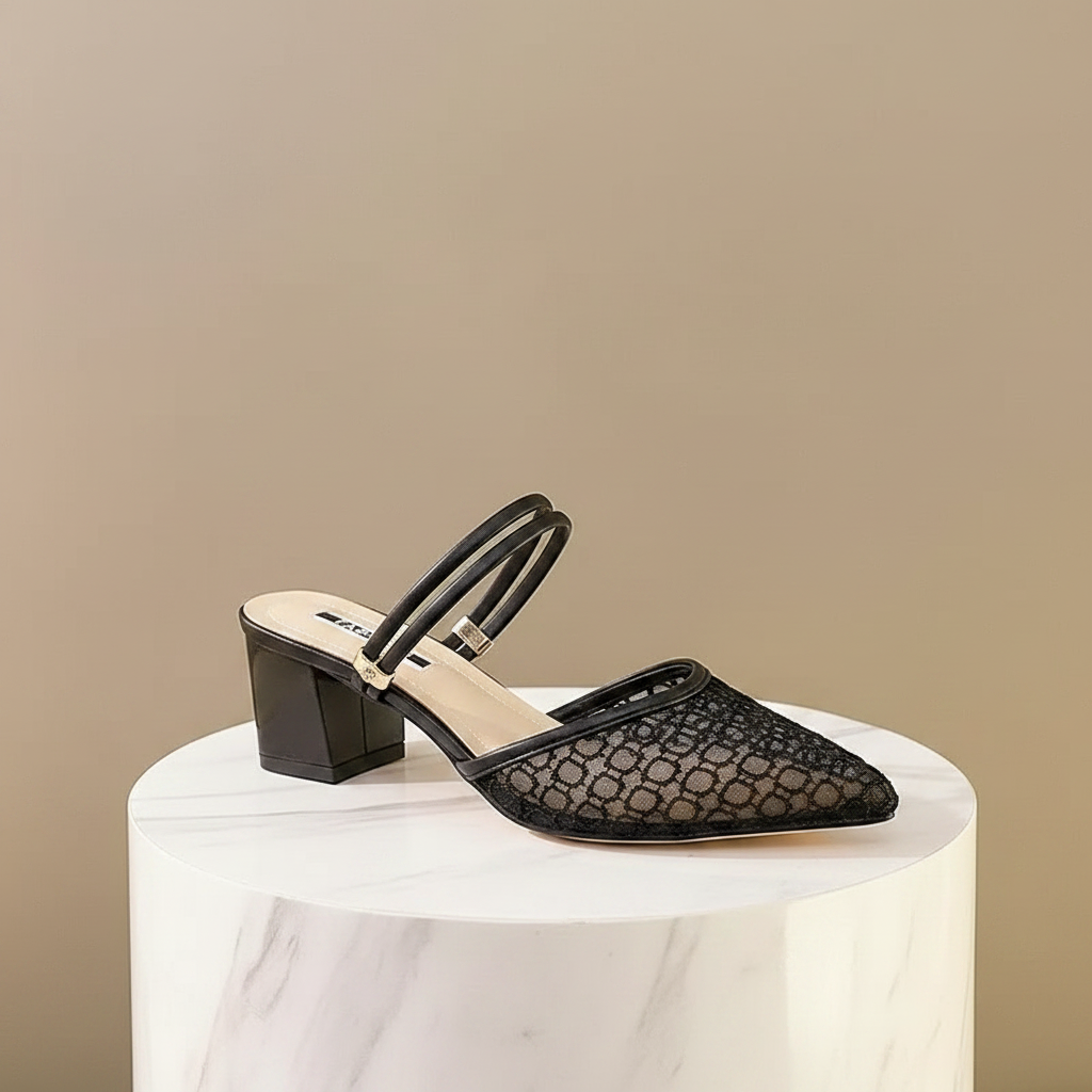 Point Toe Block Heel Slingback Sandals