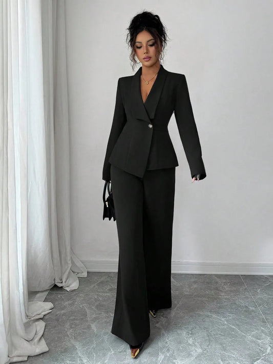 The Cassian Set | One-Button Blazer & Wide-Leg Pants Two-Piece Suit