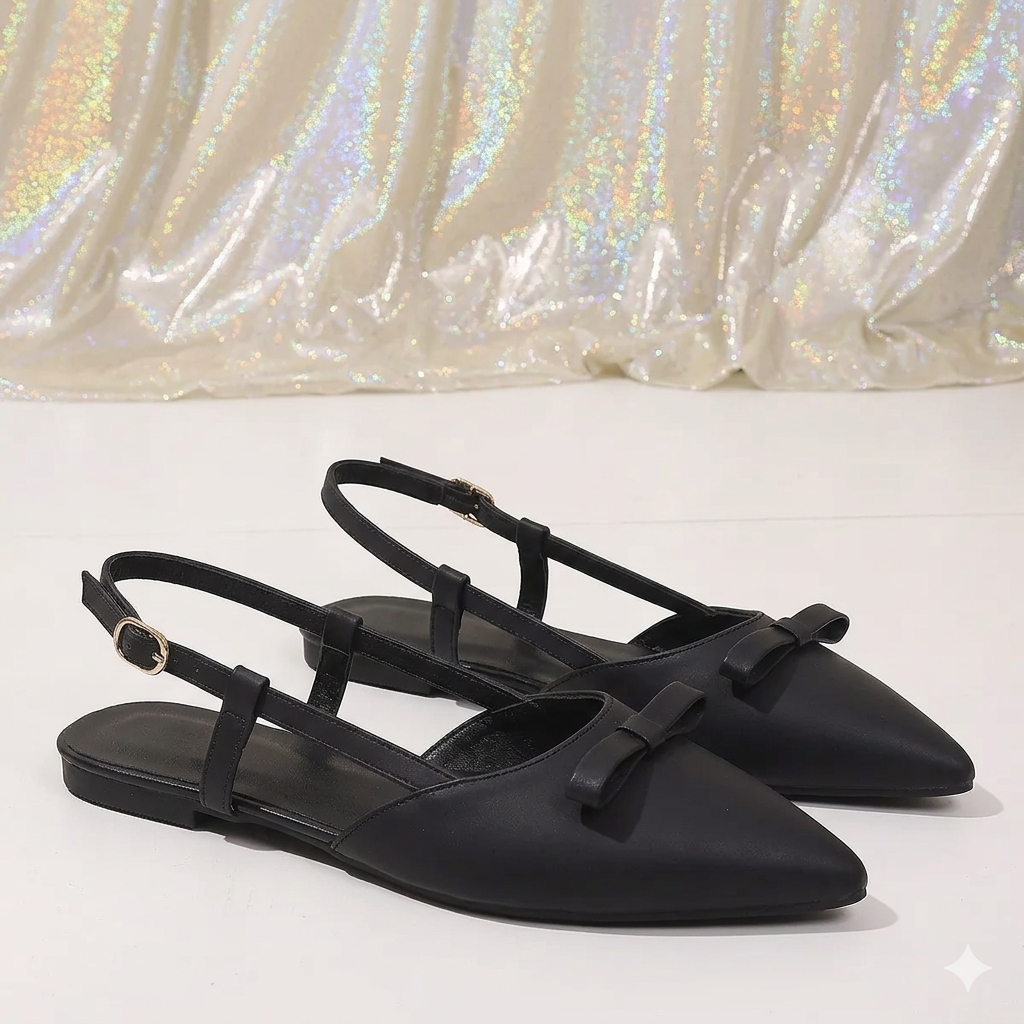 Point Toe Slingback Sandals Women's Bow Flat Slingback Sandals